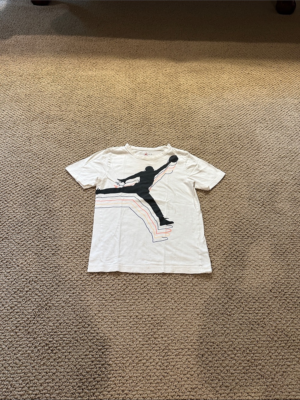 Jordan White Tee with Black Jumpman and Multi-Accent Stripes
